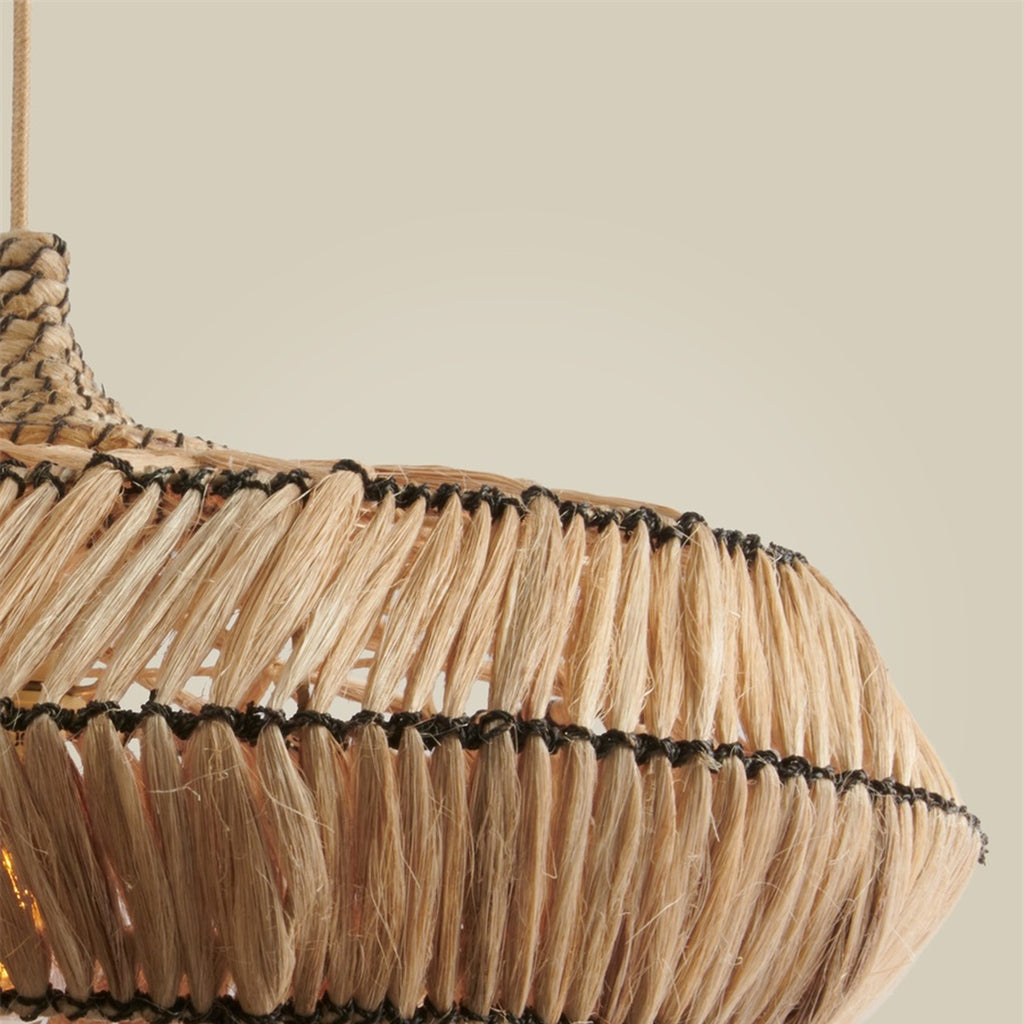 Suspension Rinjani abaca naturel et noir 60 cm E27, vue 7