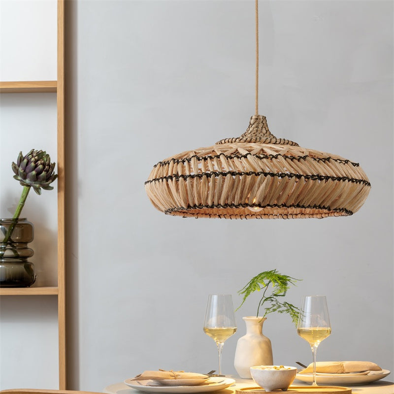 Dimensions Suspension Rinjani abaca naturel et noir 60 cm E27
