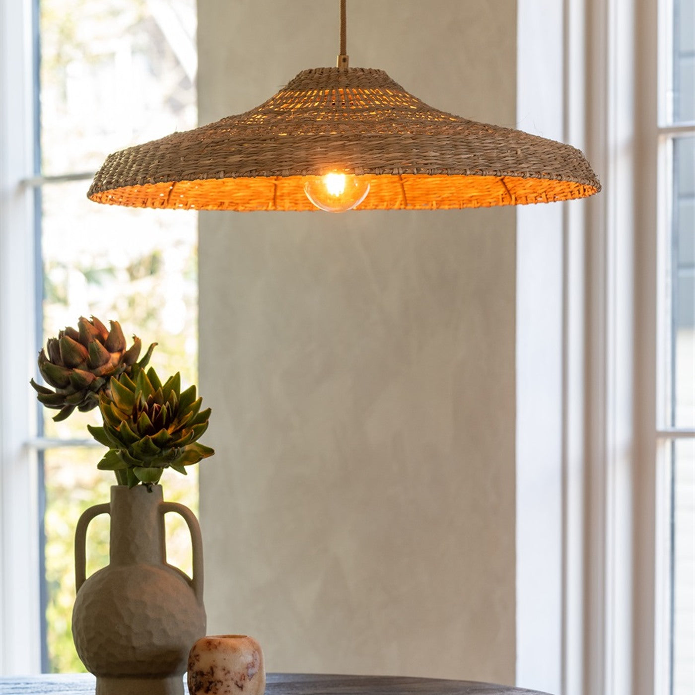 Suspension Santorini jonc de mer naturel 60 cm E27, vue 2