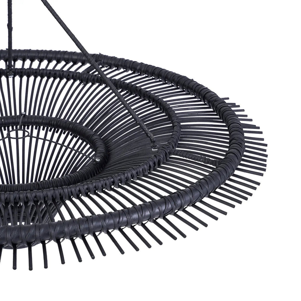 Abat-jour de suspension Sky en rotin noir 110 cm, vue 4