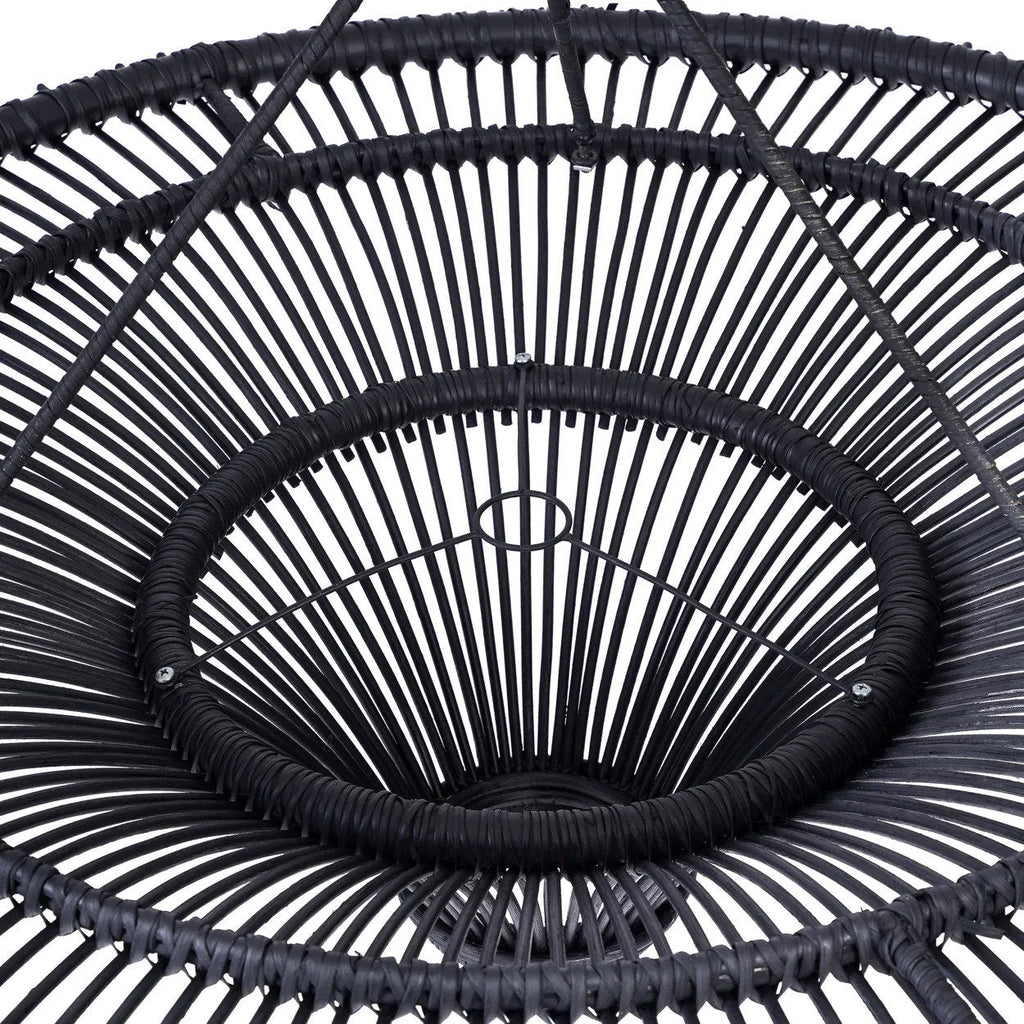 Abat-jour de suspension Sky en rotin noir 110 cm, vue 5