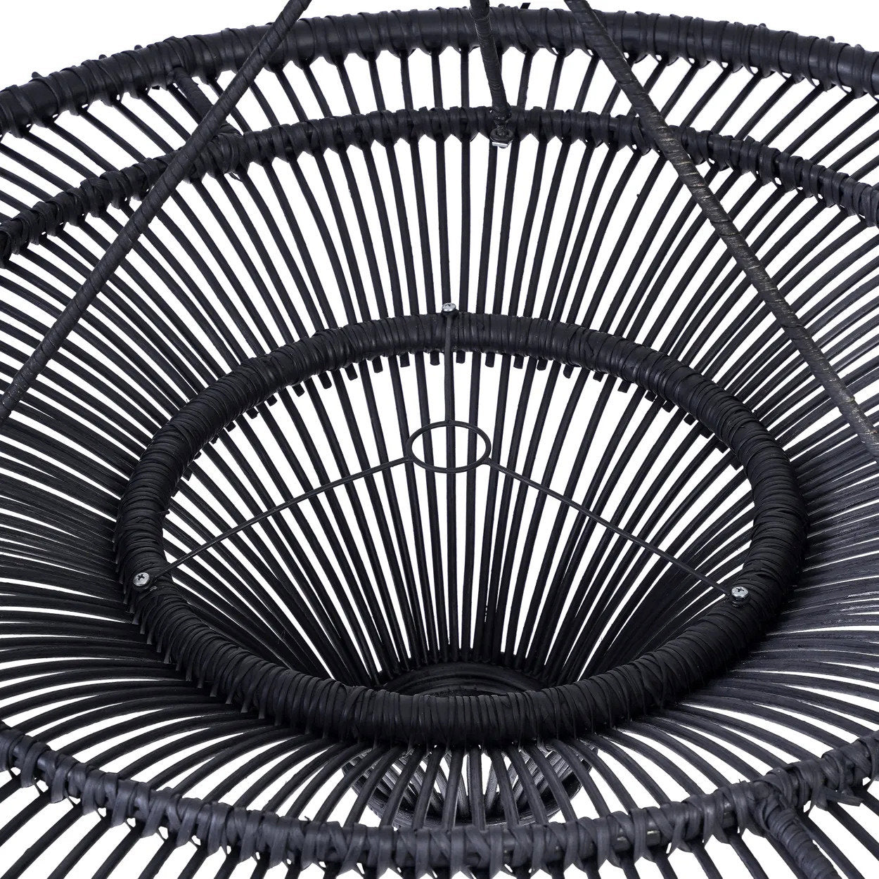 Abat-jour de suspension Sky en rotin noir 110 cm, vue 5