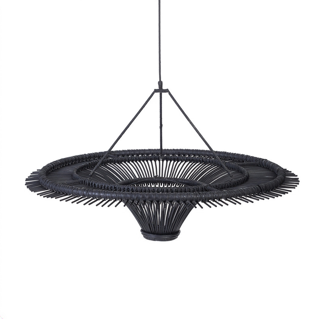 Abat-jour de suspension Sky en rotin noir 110 cm