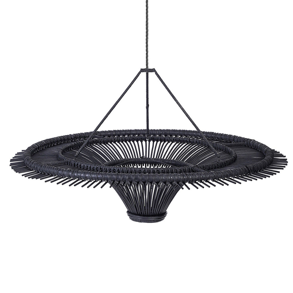 Abat-jour de suspension Sky en rotin noir 150 cm