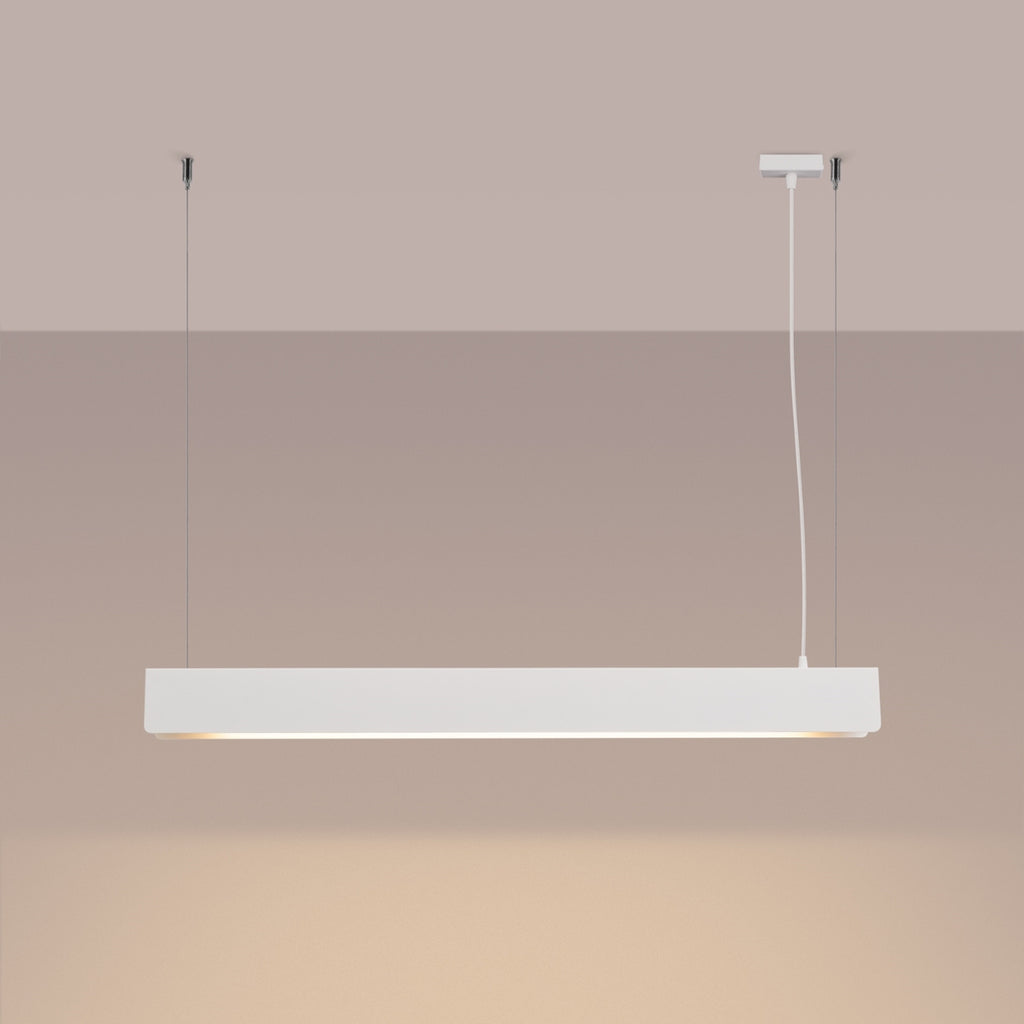 Suspension Spark barre LED métal blanc allumée, ligne LED continue