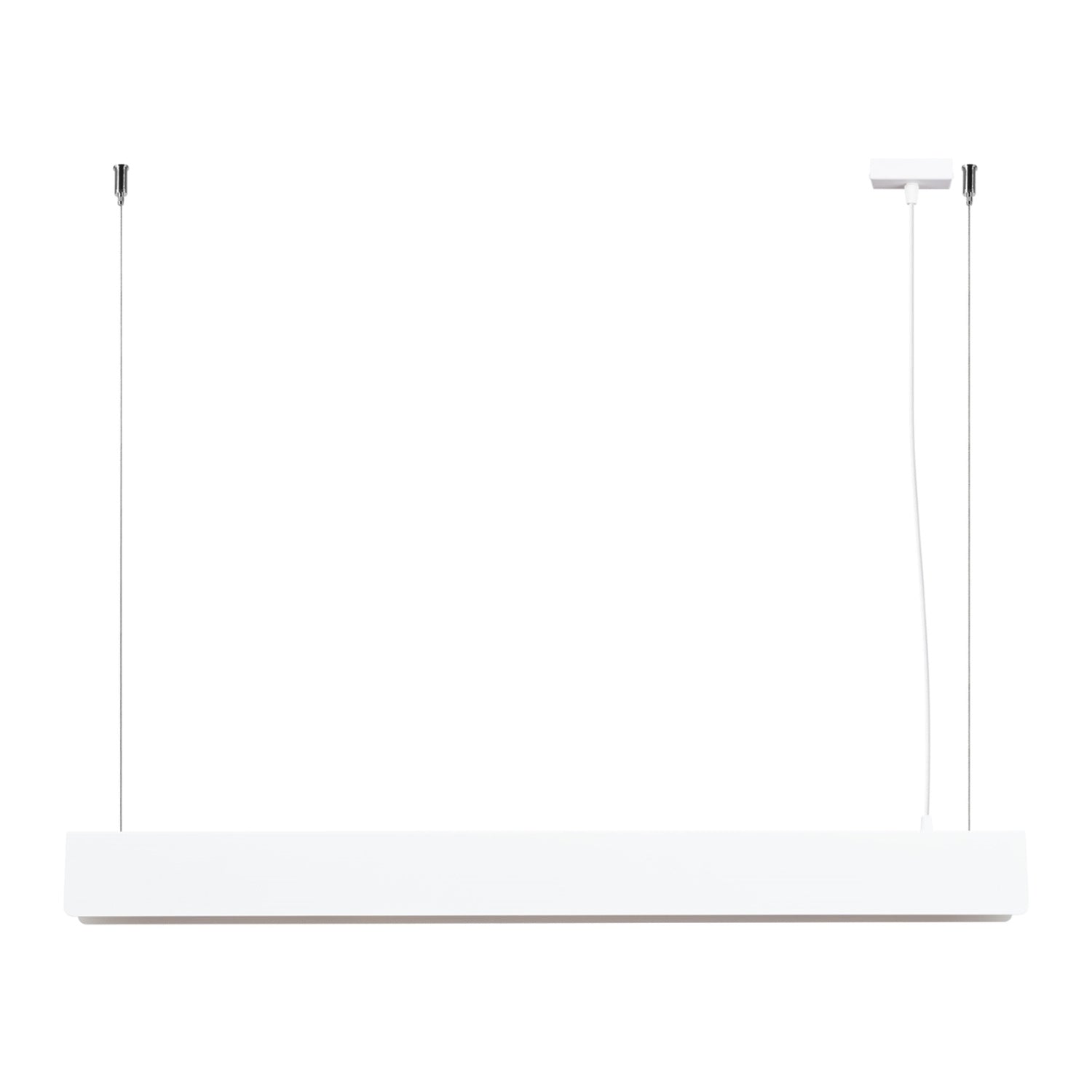 Suspension Spark barre LED métal blanc, fine barre linéaire en métal blanc à ligne LED intégrée