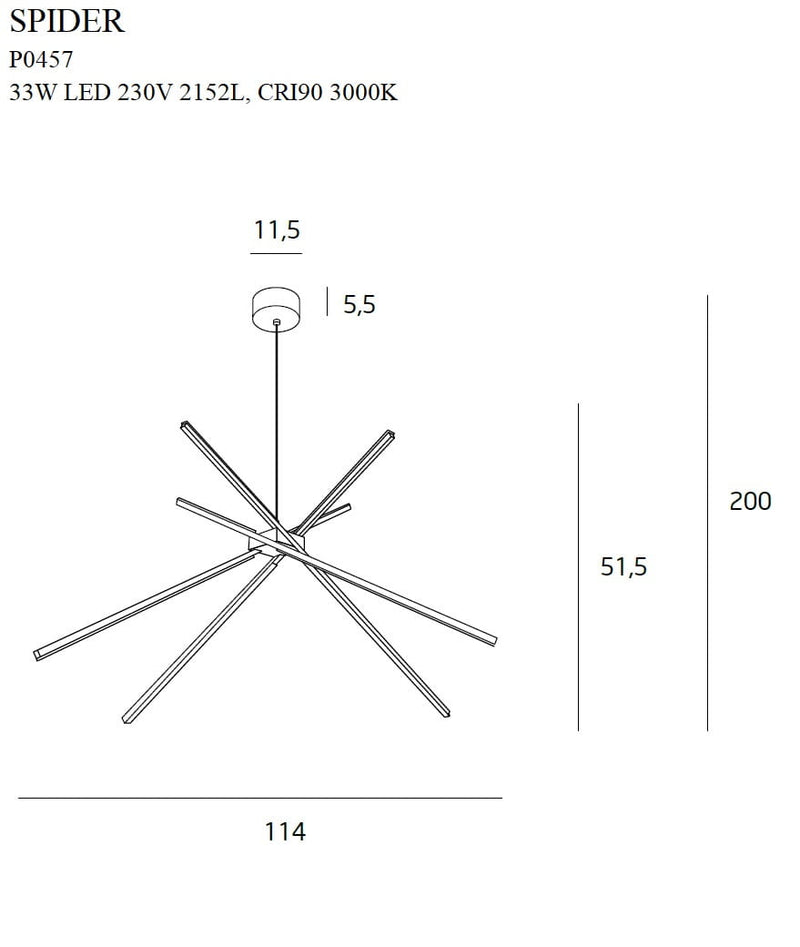 Dimensions Suspension Spider dorée