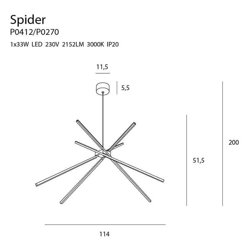 Dimensions Suspension Spider noire
