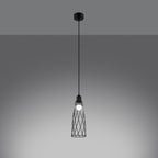 Suspension Suba métal noir E14 allumée, ampoule E14 apparente