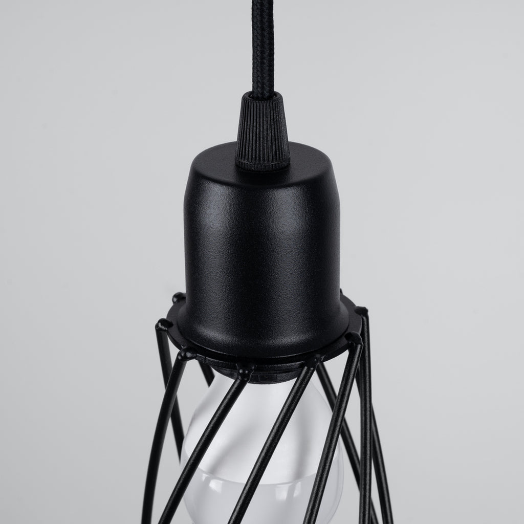 Suspension Suba métal noir E14, détail de l'abat-jour cage