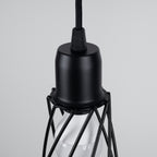 Suspension Suba métal noir E14, détail de l'abat-jour cage