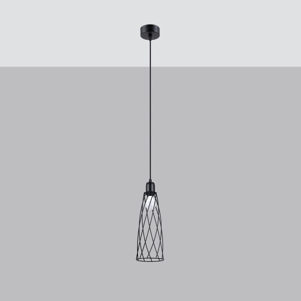 Suspension Suba métal noir E14 de profil