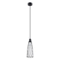 Suspension Suba métal noir E14, abat-jour cage conique en fil d'acier noir, ampoule E14 apparente
