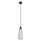 Suspension Suba métal noir E14, abat-jour cage conique en fil d'acier noir, ampoule E14 apparente