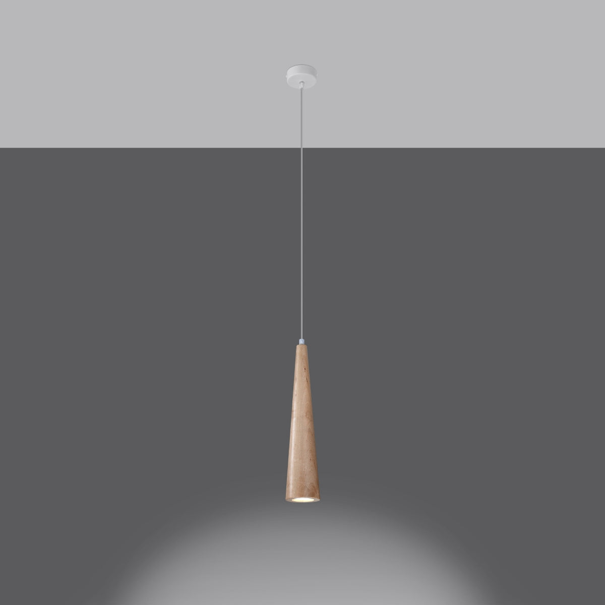 Suspension Sula allumée avec un rond de lumière en dessous