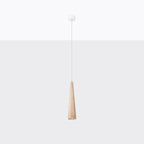 Suspension Sula bois naturel de profil, cône effilé