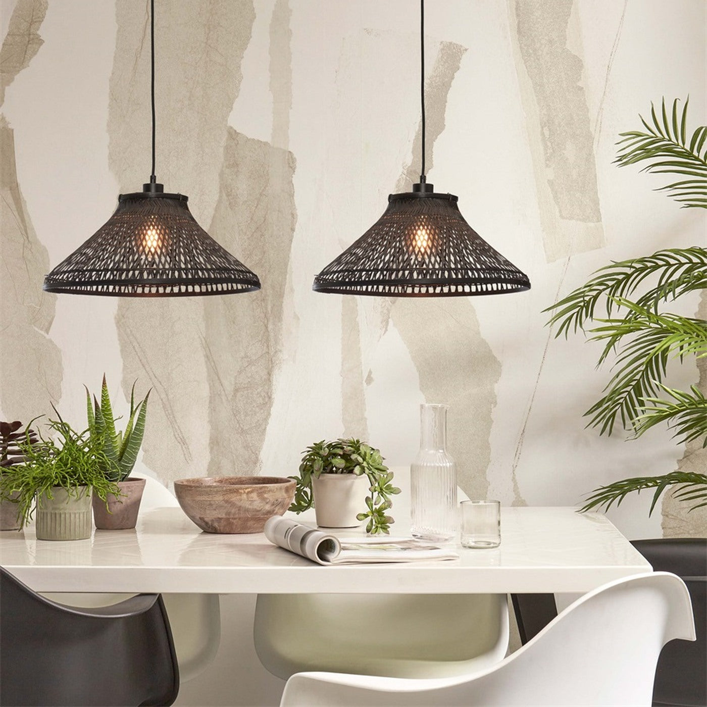 Suspension Tahiti bambou noir 45 cm E27, vue 2