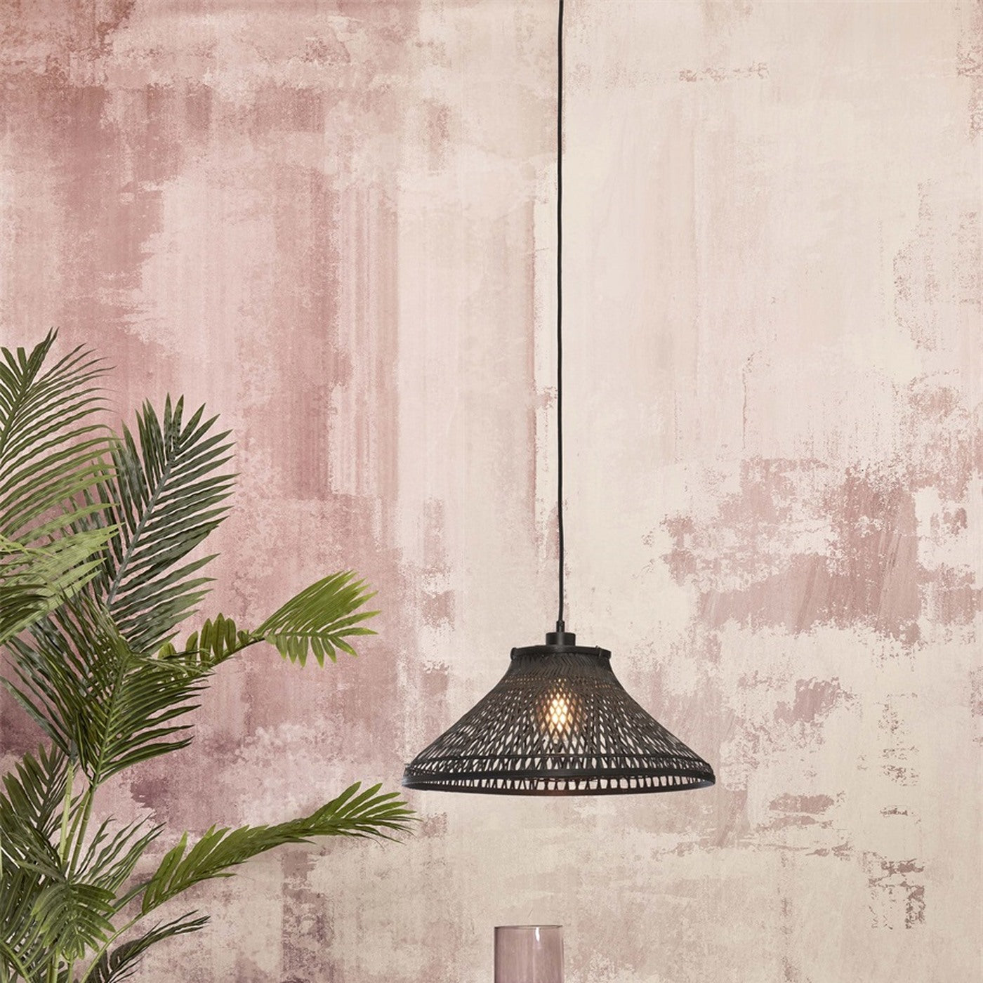 Suspension Tahiti bambou noir 45 cm E27, vue 3