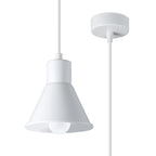 Suspension Taleja métal blanc, abat-jour conique en acier blanc mat