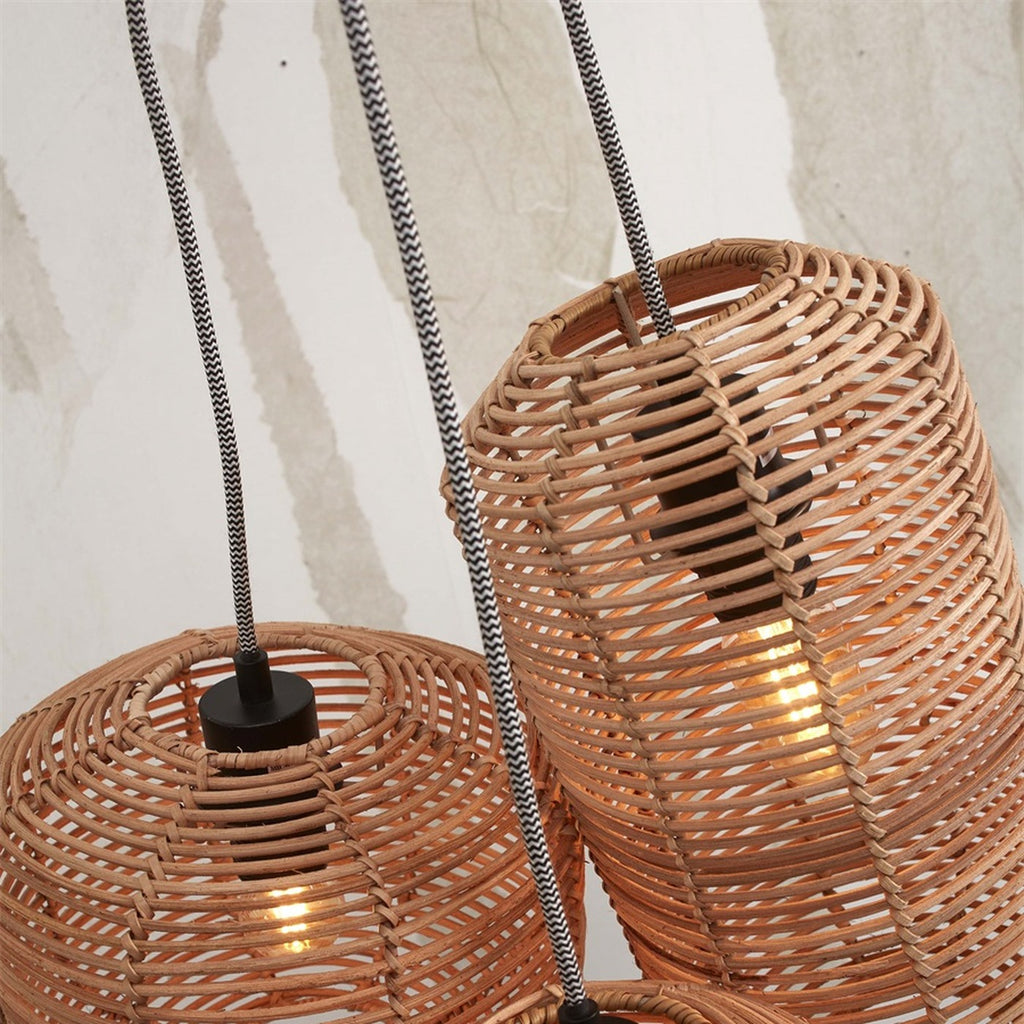 Suspension Tanami rotin naturel 3 tubes E27, vue 5