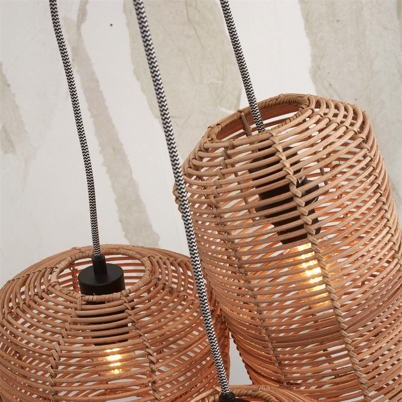 Suspension Tanami rotin naturel 3 tubes E27, vue 5
