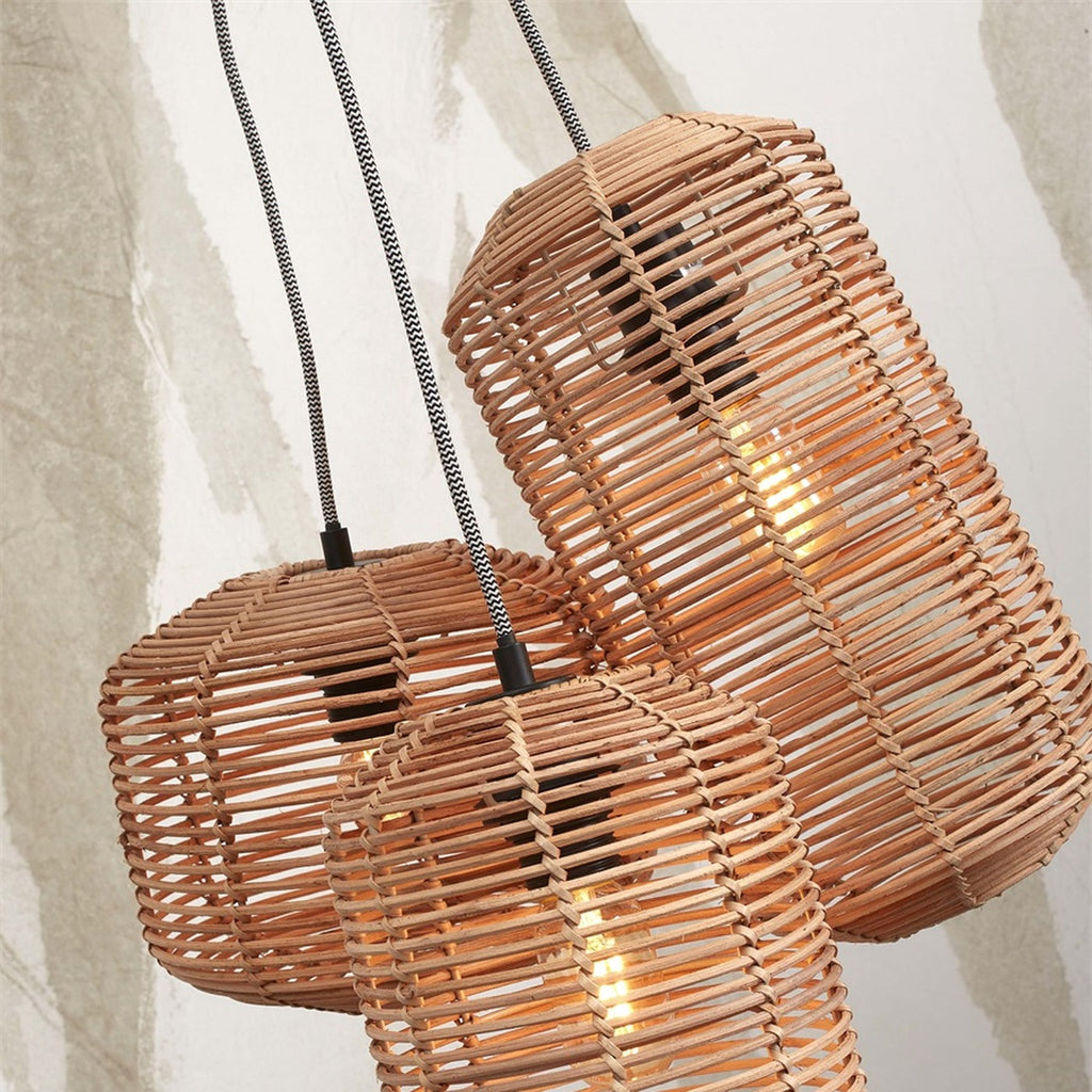 Suspension Tanami rotin naturel 3 tubes E27, vue 7