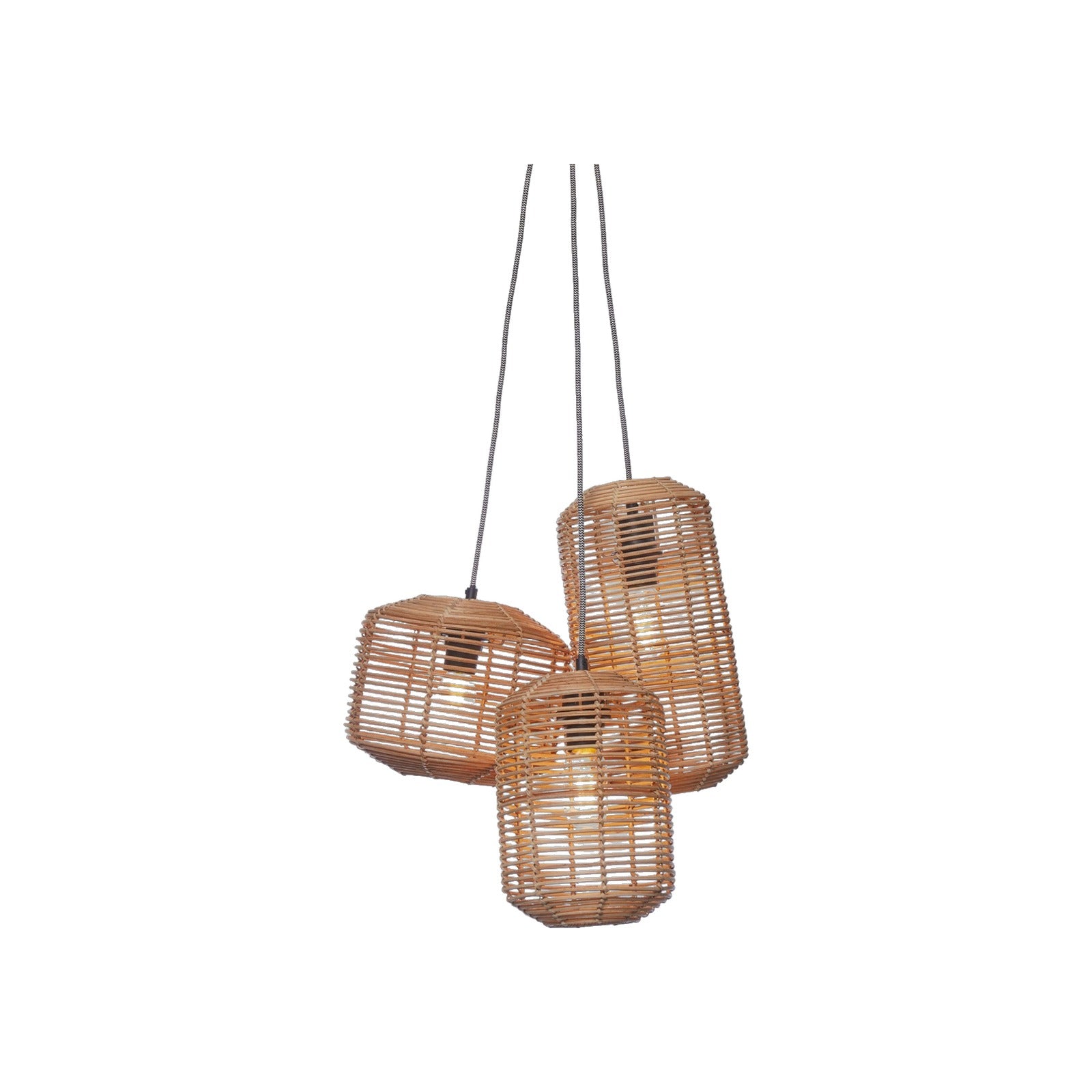 Suspension Tanami rotin naturel 3 tubes E27