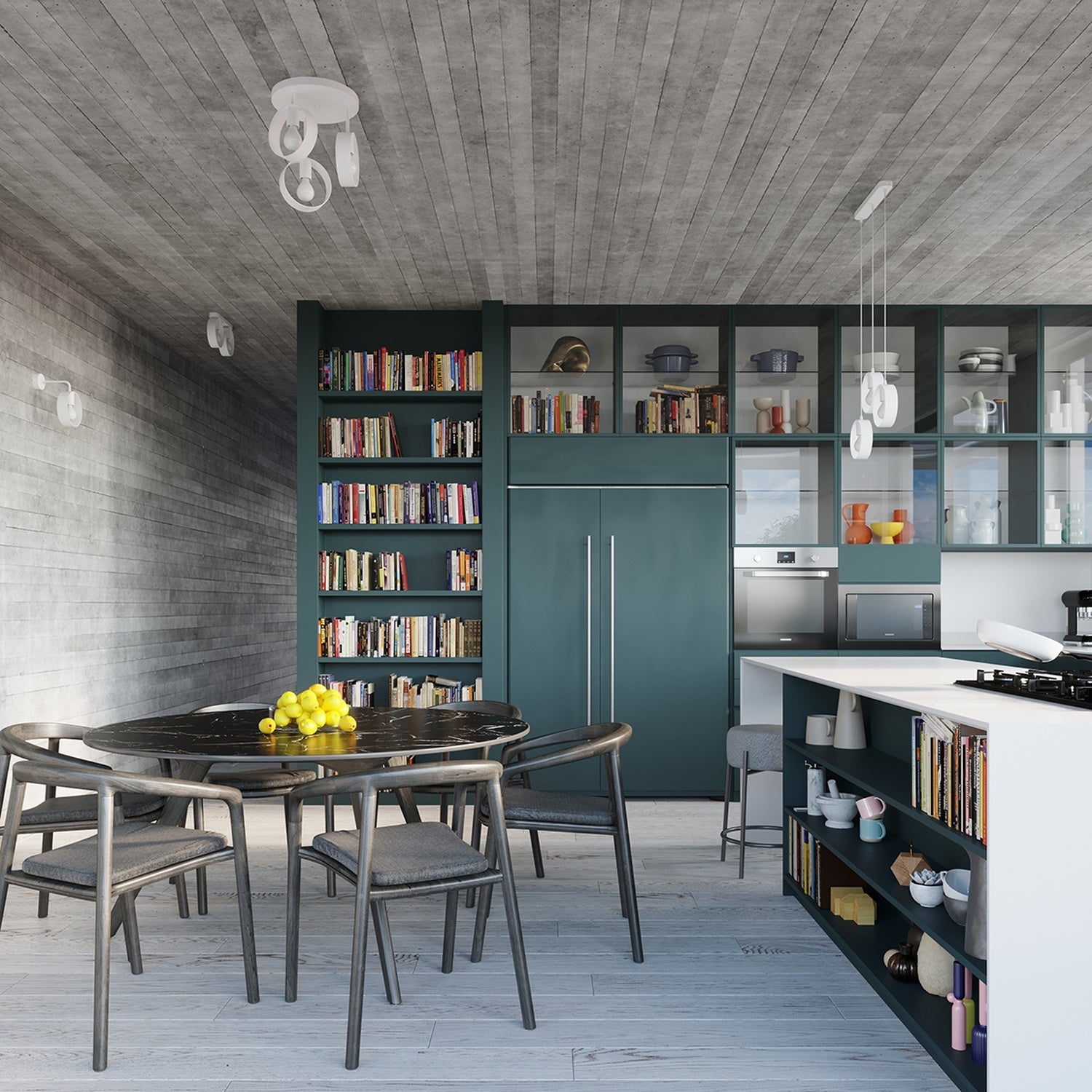 Suspension Titran 3 blanc, ambiance contemporaine