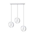 Suspension Titran 3 acier blanc, trois anneaux ouverts encerclant une ampoule E27 apparente