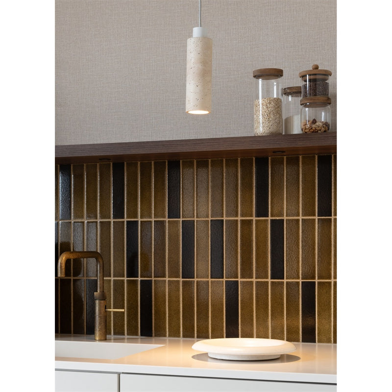 Dimensions Tivoli white travertine pendant light 23 cm GU10