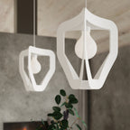 Suspension Tres métal blanc, ambiance et ampoule décorative