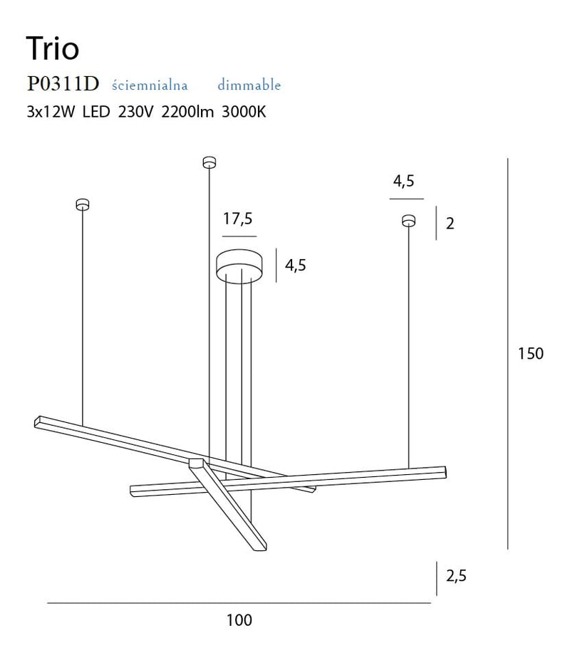 Dimensions Suspension Trio III noire