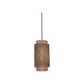Suspension tube Bhutan en bambou tressé naturel et noir avec câble noir sur fond blanc