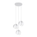 Suspension Tulos 3 en grappe blanc, trois boules ajourées en rubans d'acier entrelacés, ampoules E27