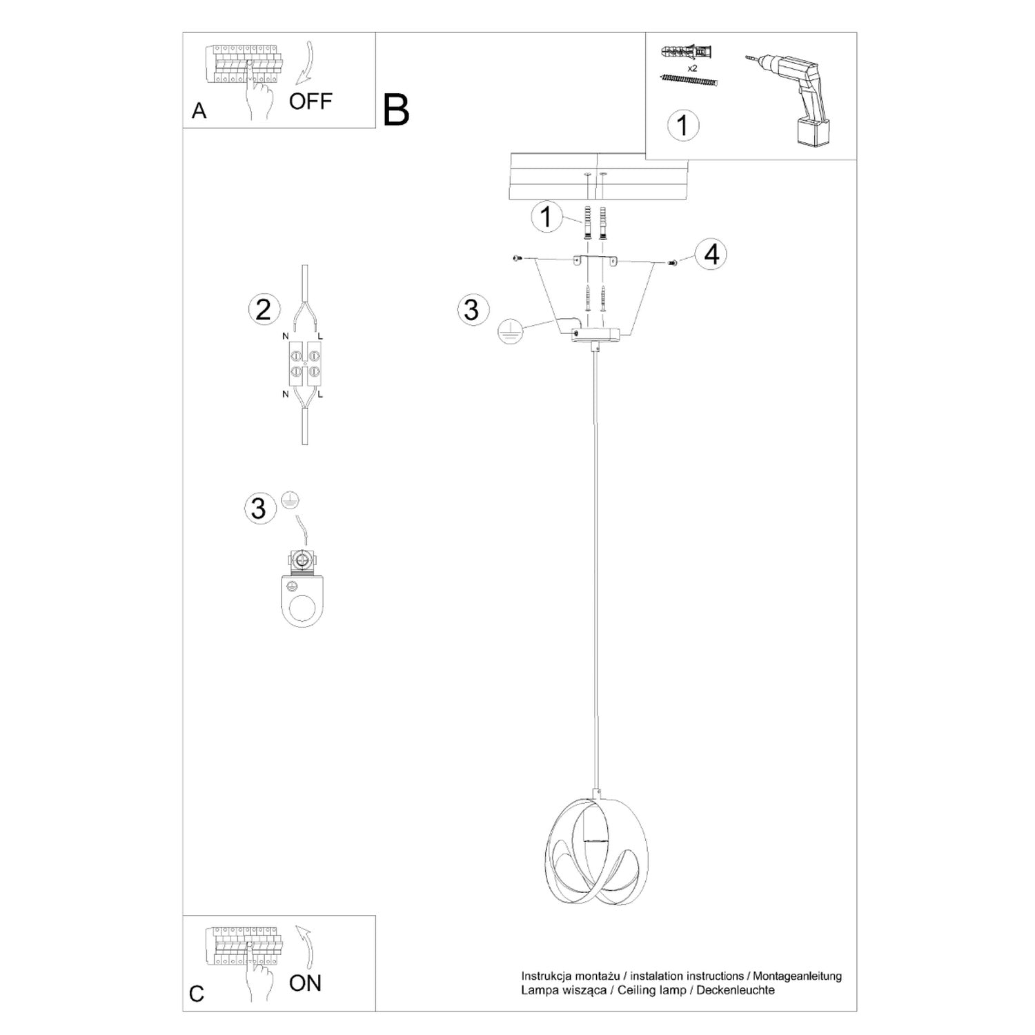 Notice de montage du suspension Tulos blanc