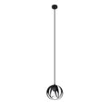 Suspension Tulos noir, boule ajourée en rubans d'acier entrelacés, ampoule E27