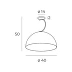 Schéma coté suspension Twenty diamètre 40 cm hauteur 50 cm rosace de 14 cm