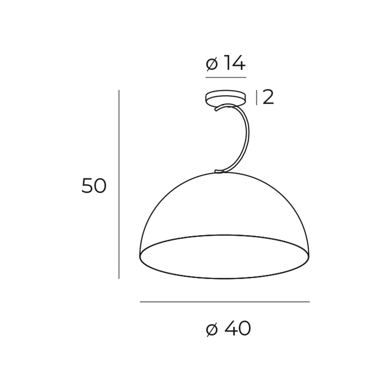 Dimensions Suspension Twenty acier chromé noir et doré 40 cm E27