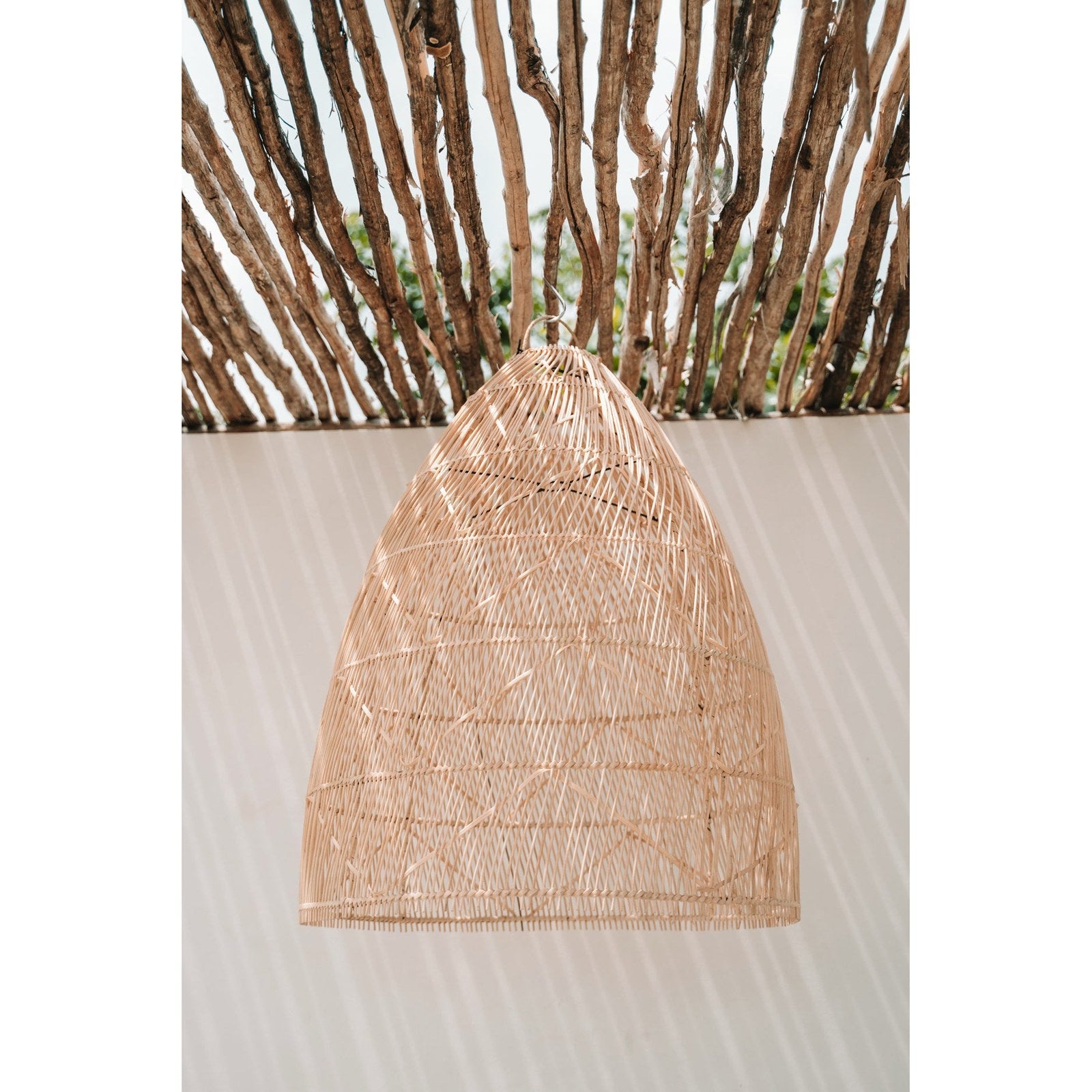 Abat-jour de suspension Twister en rotin naturel 65 cm, vue 4