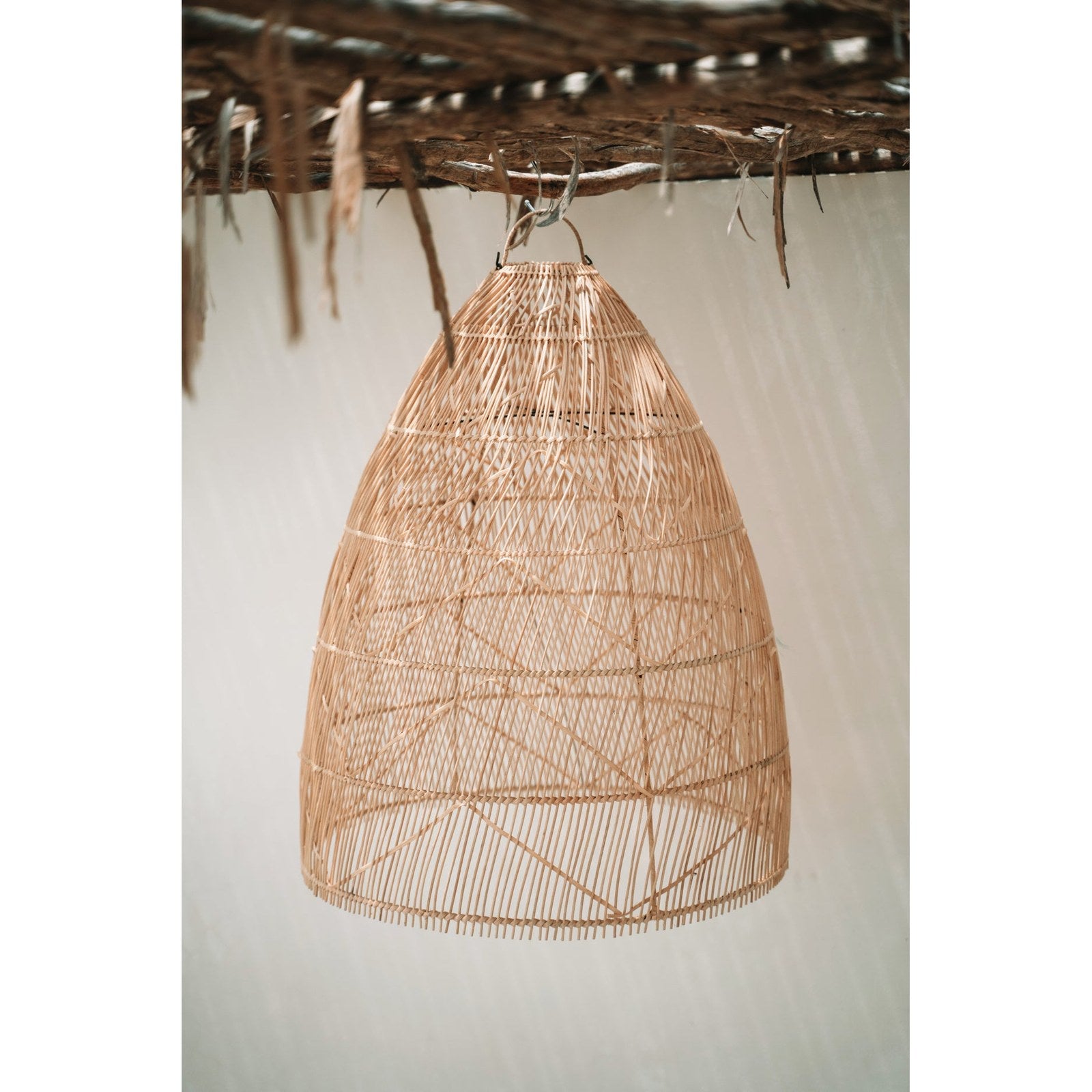 Abat-jour de suspension Twister en rotin naturel 65 cm, vue 7