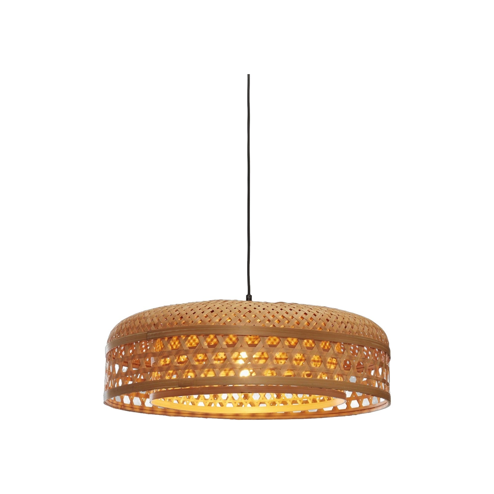 Suspension Ubud double abat-jour bambou naturel 60 cm E27
