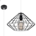 Suspension Umberto noire en métal, cage géométrique en forme de diamant