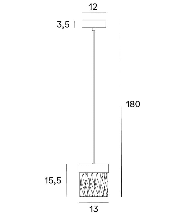 Dimensions Suspension Vetro dorée brossée à variateur