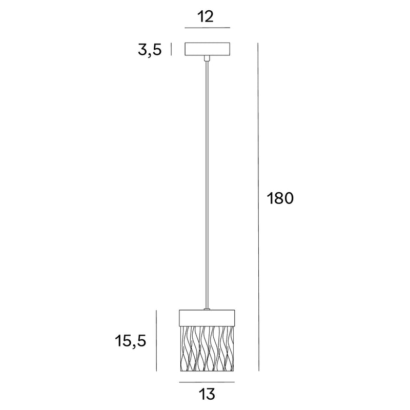Dimensions Suspension Vetro noire brossée à variateur