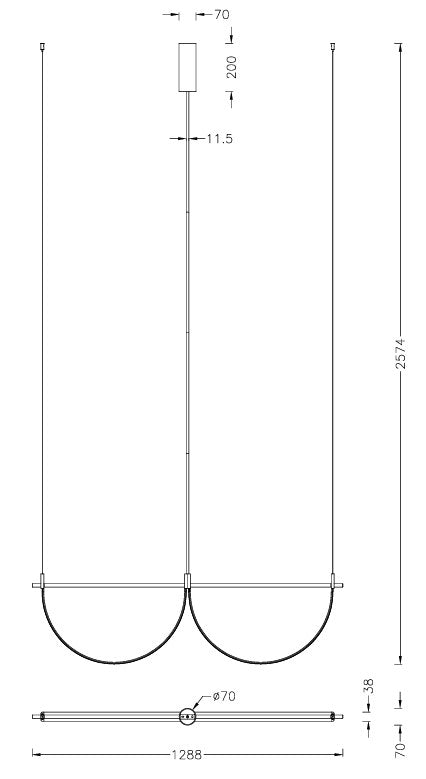Dimensions Suspension Victoria 129 cm noire