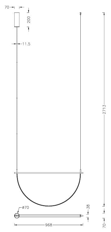 Dimensions Suspension Victoria 97 cm dorée