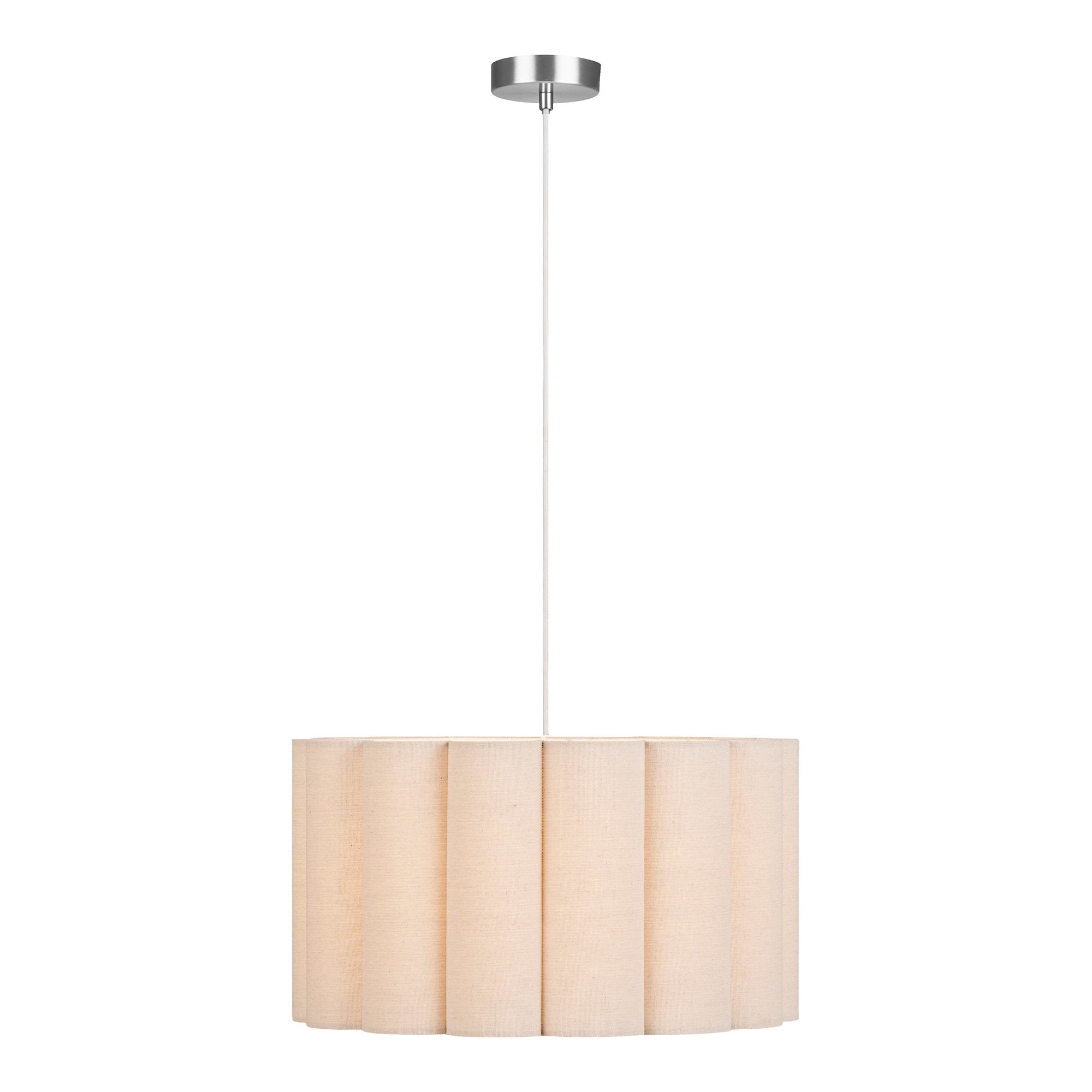 Suspension Watton abat jour tissu plissé écru 45 cm vue de face