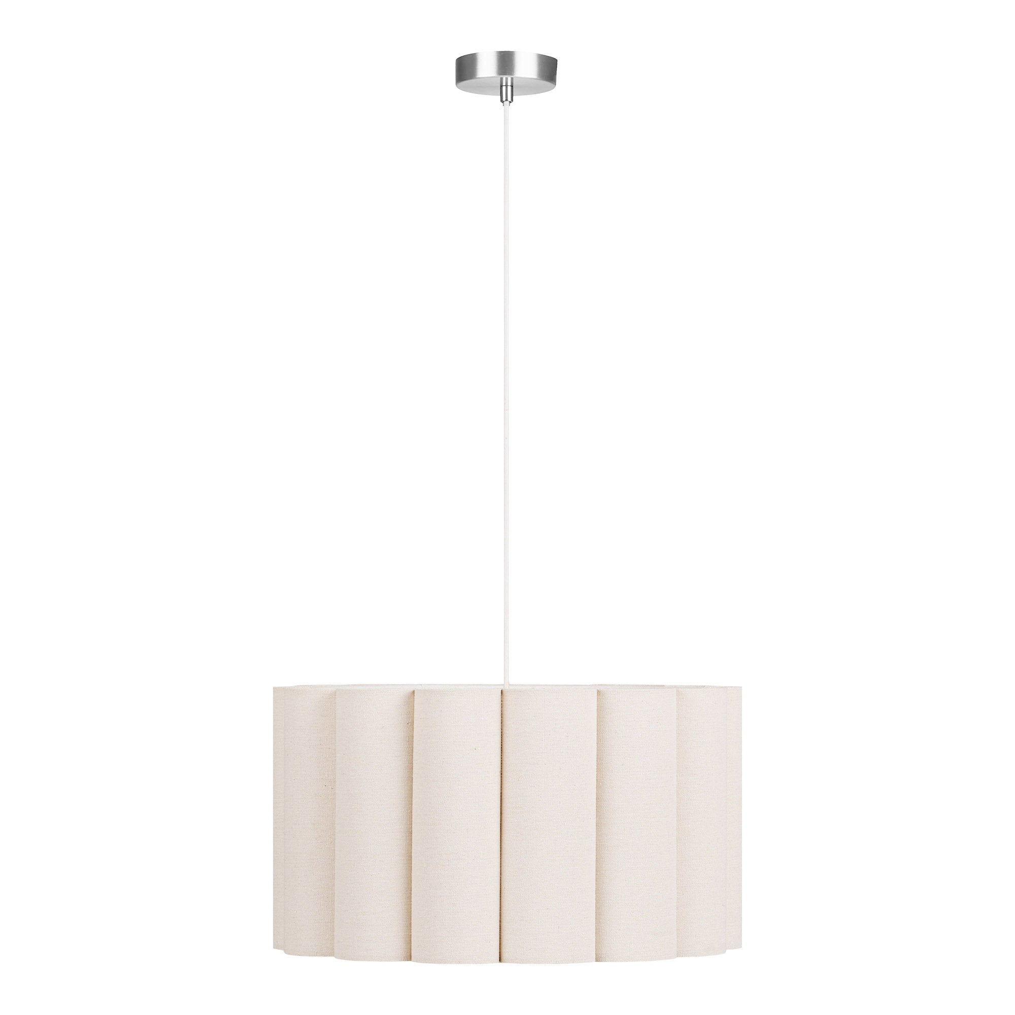 Suspension Watton abat jour tissu plissé écru 45 cm