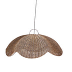 Abat-jour de suspension Wave en rotin teinté noyer 103 cm