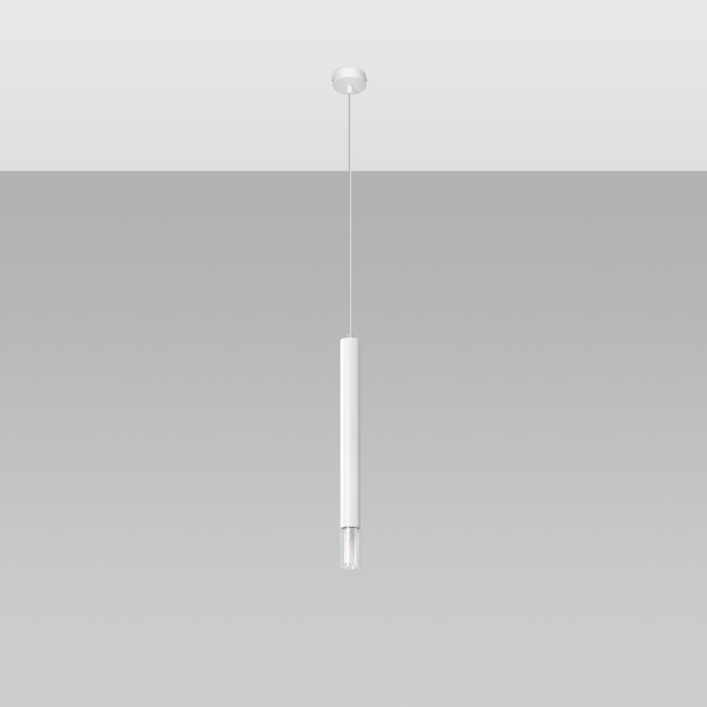 Suspension Wezyr 1 métal blanc, détail de l'embout en verre